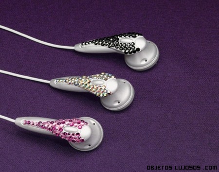 Auriculares con brillantes de colores