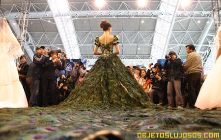Vestido de plumas de Pavo Real 2
