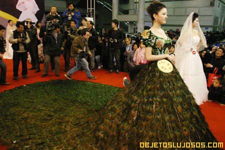 Vestido de Plumas de Pavo Real 4